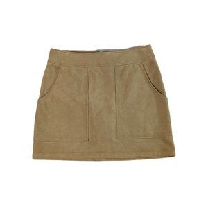 Honey Punch Women Faux Suede Mini Skirt Brown Sz M